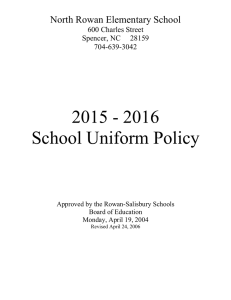 2015 - 2016 School Uniform Policy North Rowan Elementary School