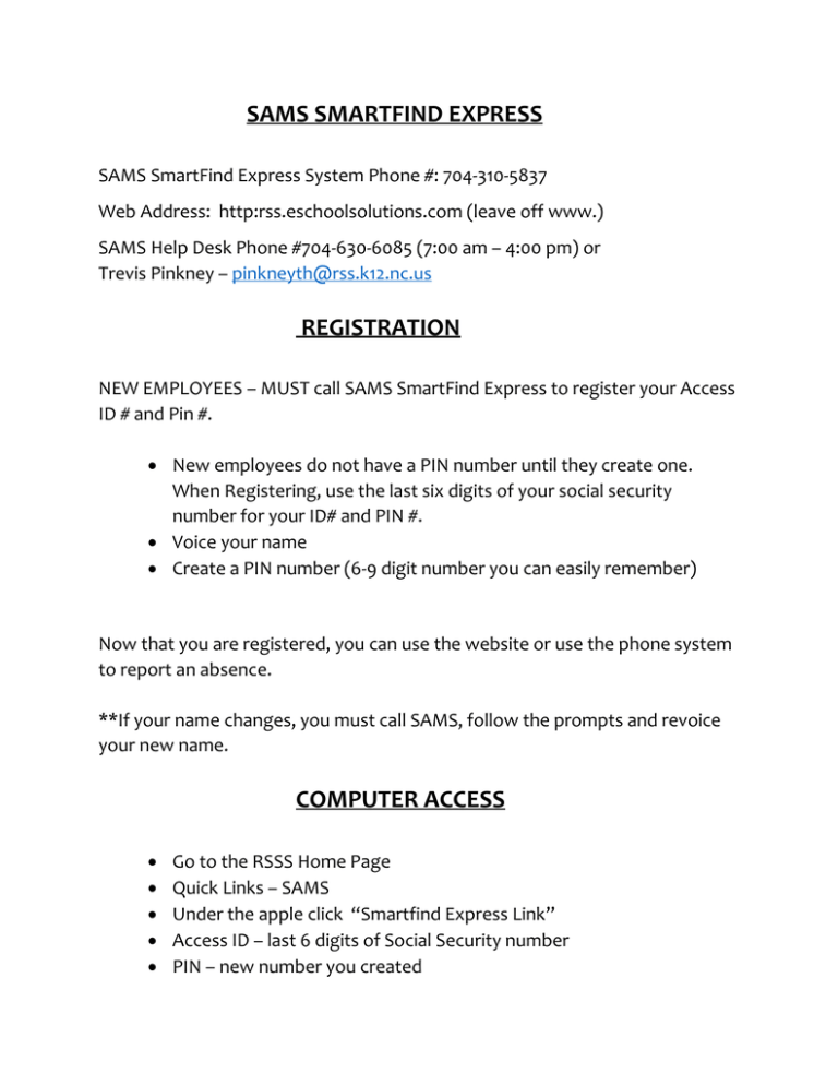 SAMS SMARTFIND EXPRESS SAMS SMARTFIND EXPRESS