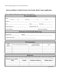 Rowan-Salisbury School System Non-Faculty Band Camp Application Personal Information