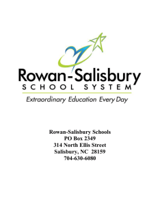 Rowan-Salisbury Schools PO Box 2349 314 North Ellis Street Salisbury, NC  28159