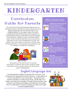 KINDERGARTEN Curriculum Guide for Parents