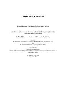 CONFERENCE AGENDA Beyond Internet Freedoms: E-Governance in Iraq