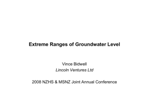 Extreme Ranges of Groundwater Level Vince Bidwell Lincoln Ventures Ltd