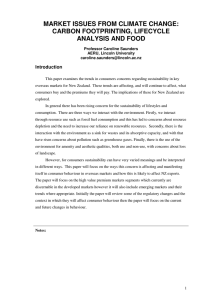 MARKET ISSUES FROM CLIMATE CHANGE: CARBON FOOTPRINTING, LIFECYCLE ANALYSIS AND FOOD Introduction