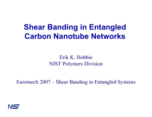 Shear Banding in Entangled Carbon Nanotube Networks Erik K. Hobbie NIST Polymers Division