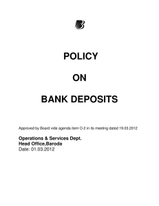 POLICY ON BANK DEPOSITS