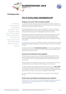 ITU’S EVOLVING MEMBERSHIP ITU Backgrounders Founded on
