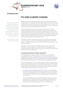 ITU AND CLIMATE CHANGE ITU Backgrounders “Business as usual is no