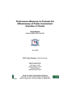 Performance Measures to Evaluate the Effectiveness of Public Involvement Activities in Florida