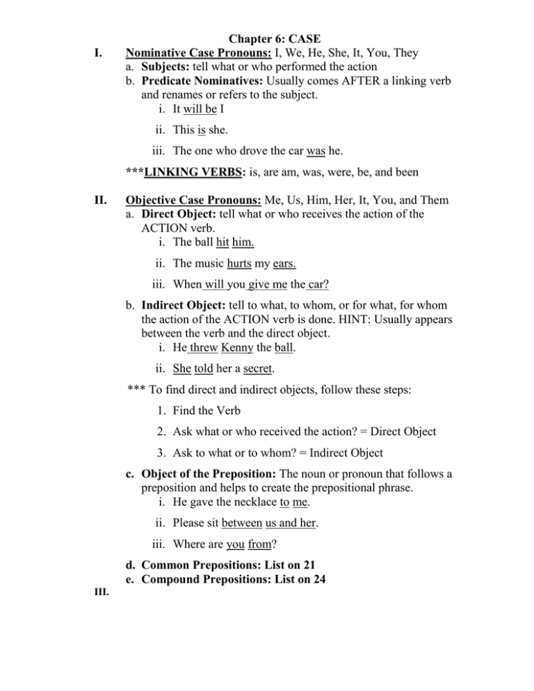 Cases Of Pronouns Worksheets With Answers Pdf