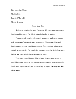 Proposal Essay Topic Ideas First Name Last Name Ms Cardullo English P Period Month Day Year Learning English Essay Writing also Reflective Essay On English Class Process Paper Word Essay Good Proposal Essay Topics