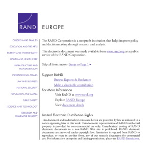 The RAND Corporation is a nonprofit institution that helps improve... and decisionmaking through research and analysis.