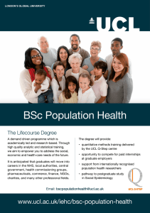 BSc Population Health The Lifecourse Degree