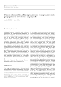 Numerical simulation of intergranular and transgranular crack propagation in ferroelectric polycrystals