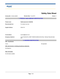 Safety Data Sheet 1. PRODUCT AND COMPANY IDENTIFICATION