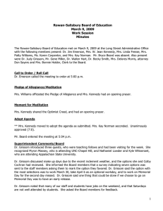 Rowan-Salisbury Board of Education March 9, 2009 Work Session
