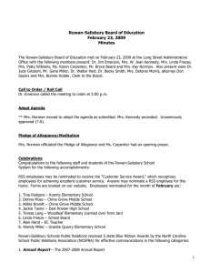 Rowan-Salisbury Board of Education February 23, 2009 Minutes