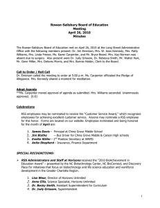 Rowan-Salisbury Board of Education Meeting April 26, 2010