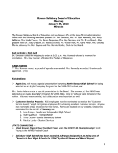 Rowan-Salisbury Board of Education Meeting January 25, 2010