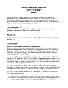 Rowan-Salisbury Board of Education “Special” Work Session December 16, 2009