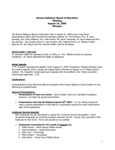 Rowan-Salisbury Board of Education Meeting August 24, 2009