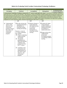 Rubric for Evaluating North Carolina’s Instructional Technology Facilitators