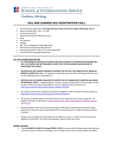 FALL AND SUMMER 2015 REGISTRATION FAQ’s