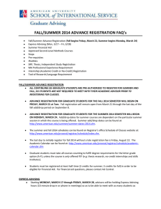 FALL/SUMMER 2014 ADVANCE REGISTRATION FAQ’s