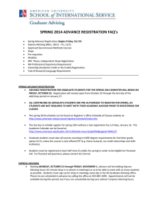 SPRING 2014 ADVANCE REGISTRATION FAQ’s