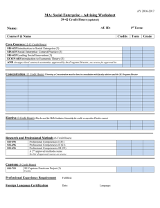 MA: Social Enterprise – Advising Worksheet Name: 39-42 Credit Hours AU ID: