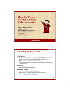 How To Write a Good (no, Great) PhD Dissertation Something About Me First