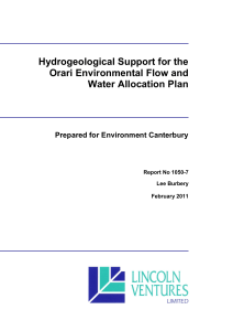 Hydrogeological Support for the Orari Environmental Flow and Water Allocation Plan