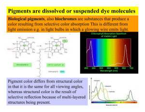 Pigments are dissolved or suspended dye molecules