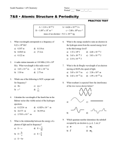 7&amp;8 • Atomic Structure &amp; Periodicity PRACTICE TEST