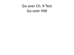 Go over Ch. 9 Test Go over HW