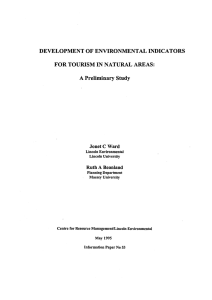 DEVELOPMENT OF ENVIRONMENTAL INDICATORS FOR TOURISM IN NATURAL AREAS: A Preliminary Study
