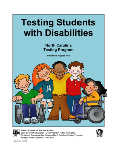 Testing Students with Disabilities North Carolina Testing Program