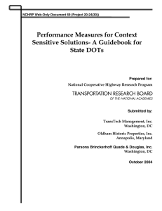 Performance Measures for Context Sensitive Solutions- A Guidebook for