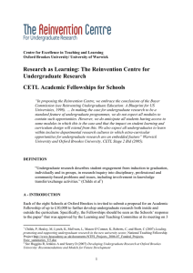 Research as Learning: The Reinvention Centre for Undergraduate Research