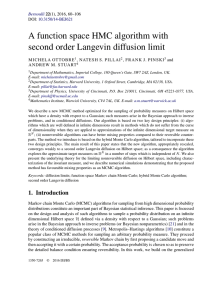 A function space HMC algorithm with second order Langevin diffusion limit