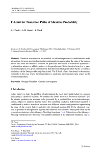 -Limit for Transition Paths of Maximal Probability F.J. Pinski