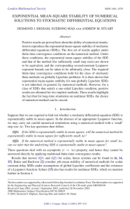 EXPONENTIAL MEAN-SQUARE STABILITY OF NUMERICAL SOLUTIONS TO STOCHASTIC DIFFERENTIAL EQUATIONS