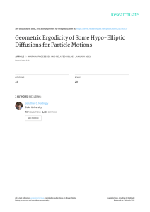 Geometric	Ergodicity	of	Some	Hypo-Elliptic Diffusions	for	Particle	Motions 33 20