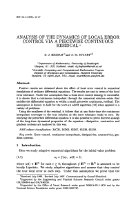 ANALYSIS  OF  THE  DYNAMICS  OF ... CONTROL  VIA  A  PIECEWISE  CONTINUOUS RESIDUAL*