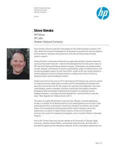 Steve Simske HP Fellow HP Labs Hewlett-Packard Company