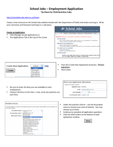 School Jobs – Employment Application  Tip Sheet for Child Nutrition Subs.   