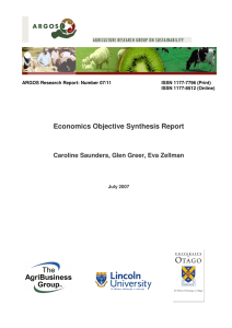 Economics Objective Synthesis Report Caroline Saunders, Glen Greer, Eva Zellman