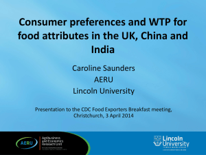 Consumer preferences and WTP for India Caroline Saunders