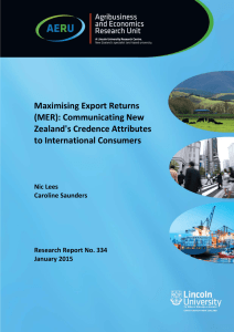 Maximising Export Returns (MER): Communicating New Zealand's Credence Attributes to International Consumers