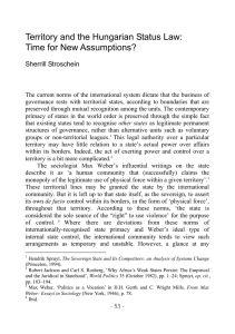 Territory and the Hungarian Status Law: Time for New Assumptions?  Sherrill Stroschein